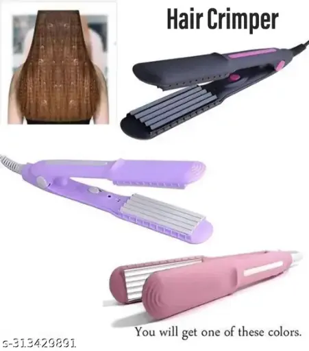 Professional Feel Hair Crimper, Electric Ceramic Corrugated Hair Crimper Curler Straightening Iron Wide Plates Waver Corn Hair Crimping Machine Flat Irons Styling Tools with Fast Warm-up ( Multicolor ).