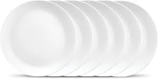 Diva by La Opala, Cosmo Collection, Opal Glass Full Plate Set 11" 6 pcs, Plainware, White