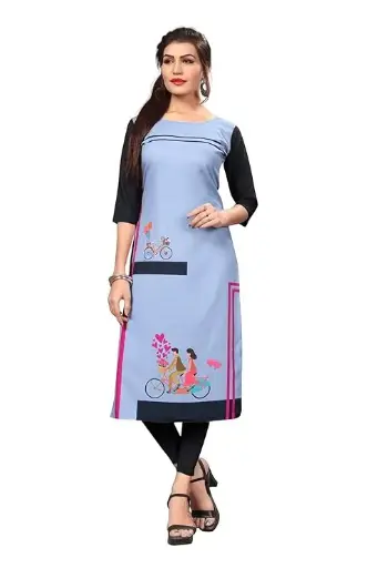 New Ethnic 4 You Women's Crepe Straight Kurta (GRC104GREEN-L_Multicolored _X-Large)