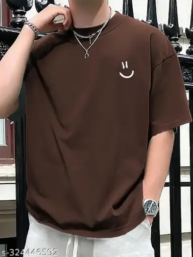 Men's Brown Print T-Shirt Polyester oversize / loose fit .  S,M,L, XL ,XXL