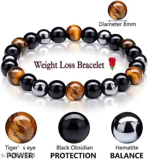 Triple Protection Hematite & Natural Stone Beads Reiki Feng-Shui Healing Crystal Positive Energy Bracelets BEST SUITABLE FOR New Year, Birthday, Anniversary, Farewell, Wedding Reception or Marriage, Exhibitions, Trade Shows, Banquets, Power .